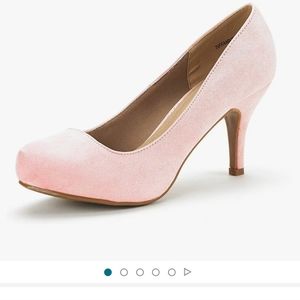 Low Heel Platform Pumps, sz 9, Pink Suede